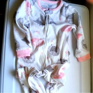 Carter's Fleece Pink and Gray Hedgehog Feet Pajamas